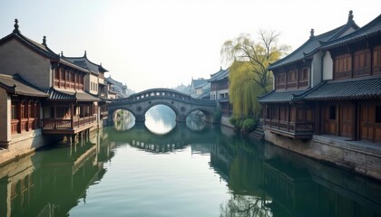  Tranquil waterscape in traditional Chinese architecture