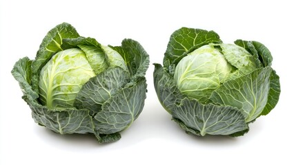 Obraz premium Pair of Cabbage Heads Isolated on White