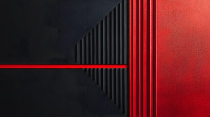Obraz premium A black and red striped wall with a grey background. The wall is made of concrete