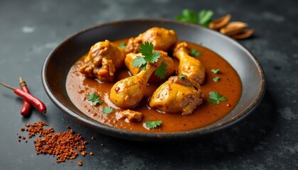 Fototapeta premium Deliciously spiced chicken drumsticks in a rich sauce