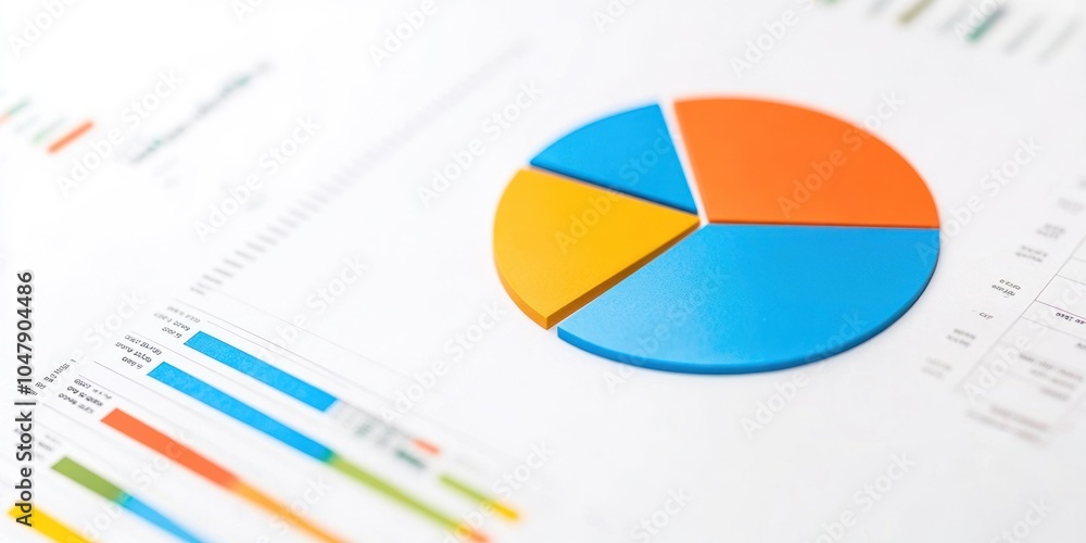 Wall mural A colorful pie chart on a white background showing data analysis.