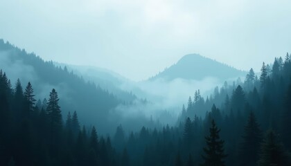 Obraz premium Misty mountain forest serene and untouched