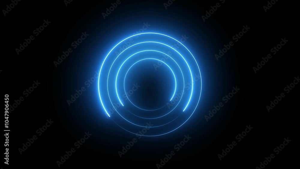 Poster neon glowing circle frame background.lines blinkin loop animation. alpha channel