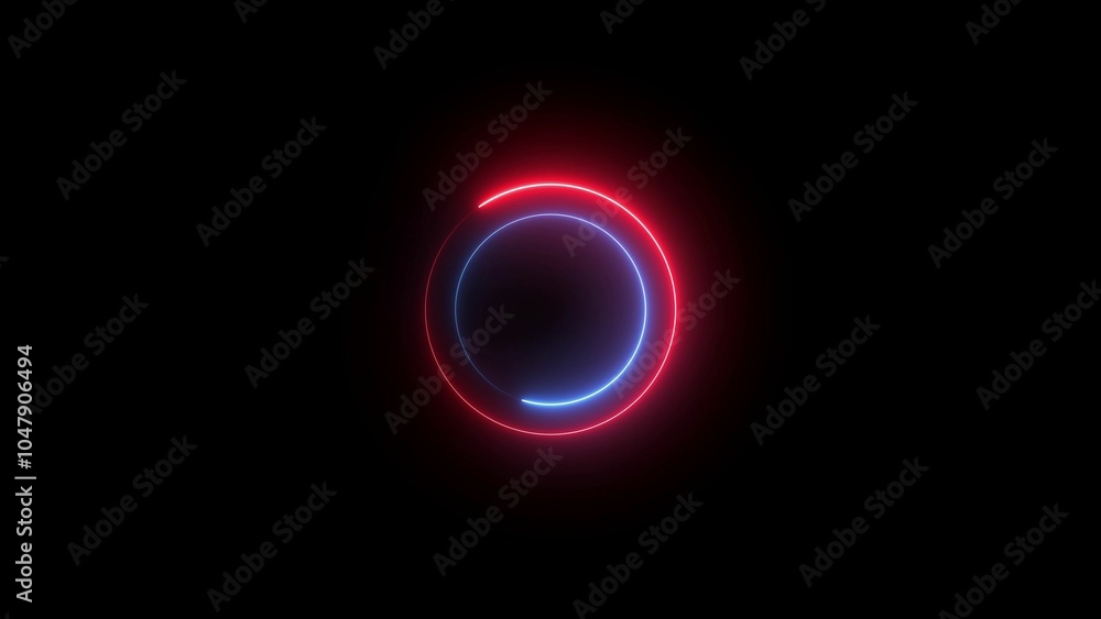 Poster neon glowing circle frame background.lines blinkin loop animation. alpha channel