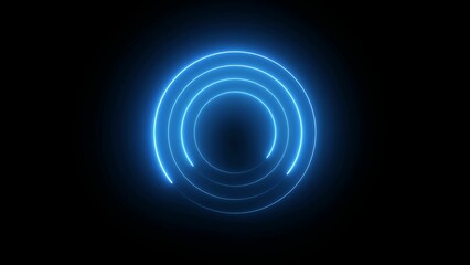 neon glowing circle frame background.Lines Blinkin Loop Animation. Alpha Channel