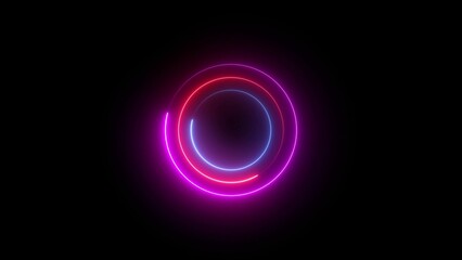 neon glowing circle frame background.Lines Blinkin Loop Animation. Alpha Channel
