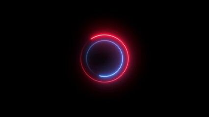 neon glowing circle frame background.Lines Blinkin Loop Animation. Alpha Channel