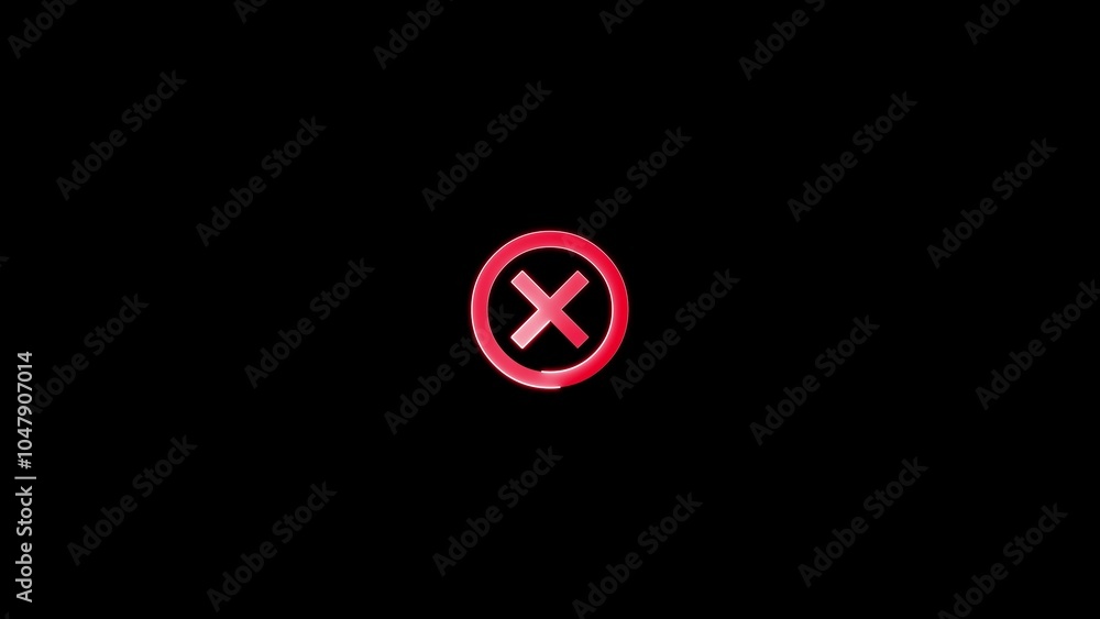 Poster animation of red cross sign. 4k motion graphics. check no, x marks for vote, decision, web. false ch