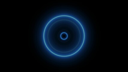 Abstract neon circle radio waves looping background . Colorful neon line circle animation.