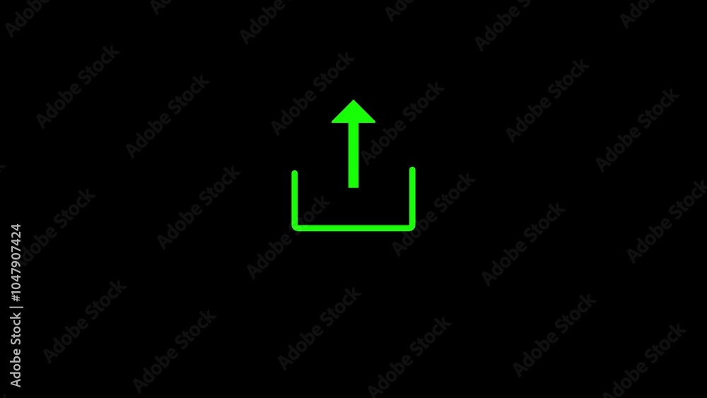 Poster loading icon with technology glitch. arrow move in to line and download flat icon.