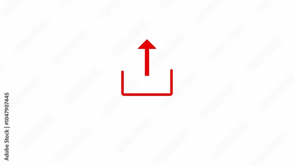 Poster loading icon with technology glitch. arrow move in to line and download flat icon.