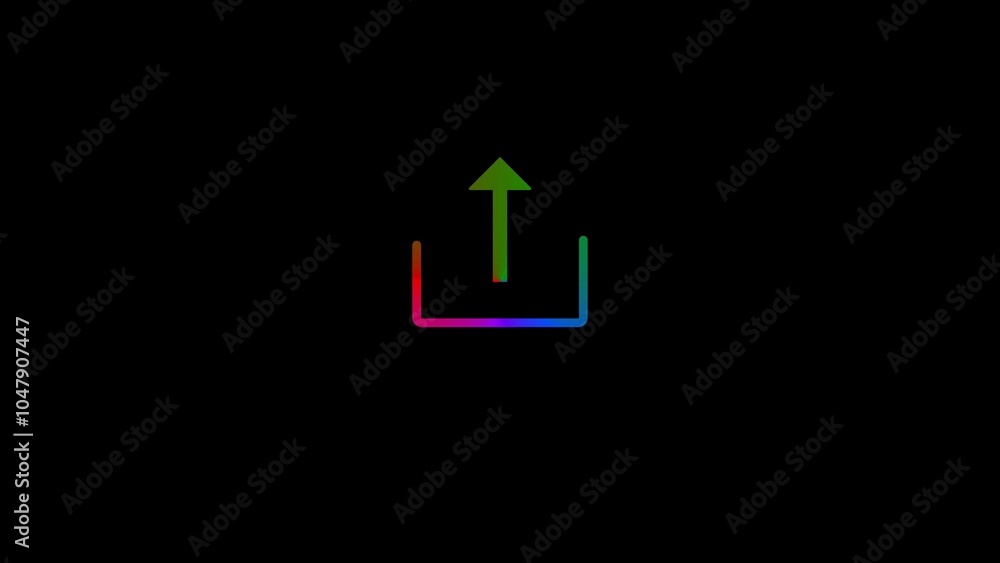 Poster loading icon with technology glitch. arrow move in to line and download flat icon.