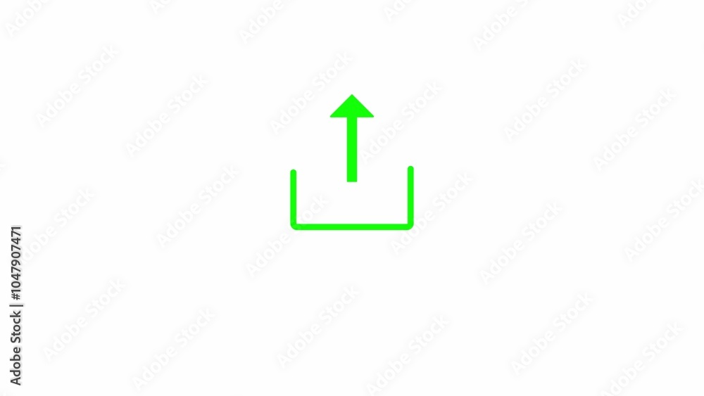 Poster loading icon with technology glitch. arrow move in to line and download flat icon.