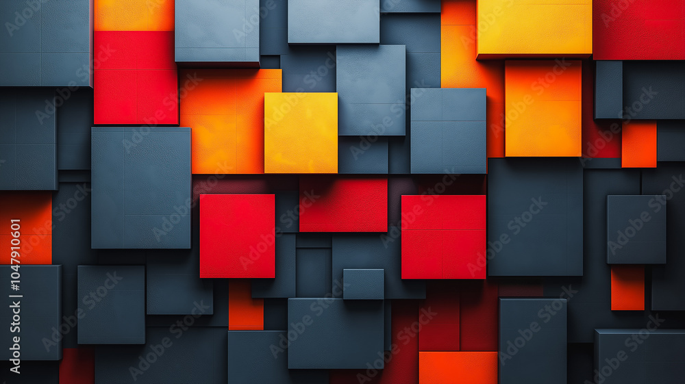 Poster bold geometric 3d background with striking contrasts and layered elements, ideal for enhancing visua