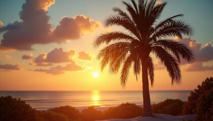 Obraz premium Sunset serenity with a tropical twist