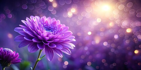 Obraz premium A Single Purple Flower Blooms Amidst a Field of Shimmering Lights, Capturing the Essence of Softness and Tranquility