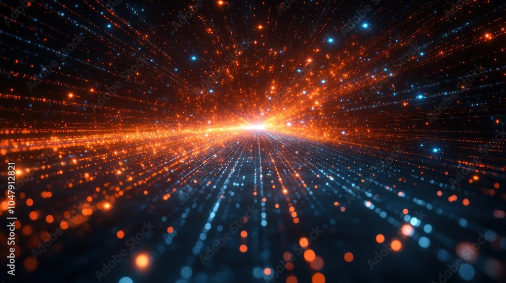 Poster abstract representation of light particles in motion.