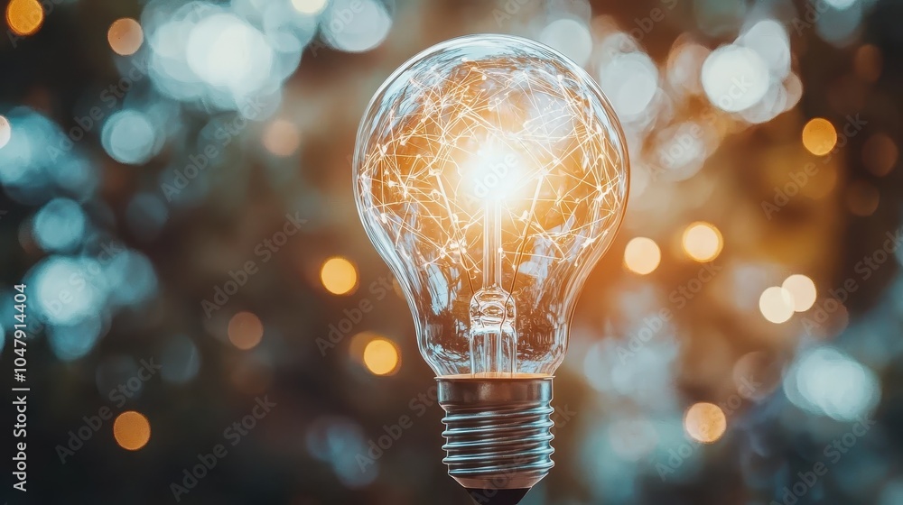 Poster conceptual light bulb with abstract glow effect