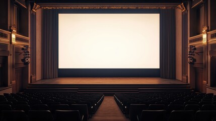 Fototapeta premium Empty Theatre with Blank Projection Screen
