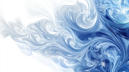 Fototapeta premium Abstract cold season background with swirling snowflakes and icy blue gradients, isolated on white