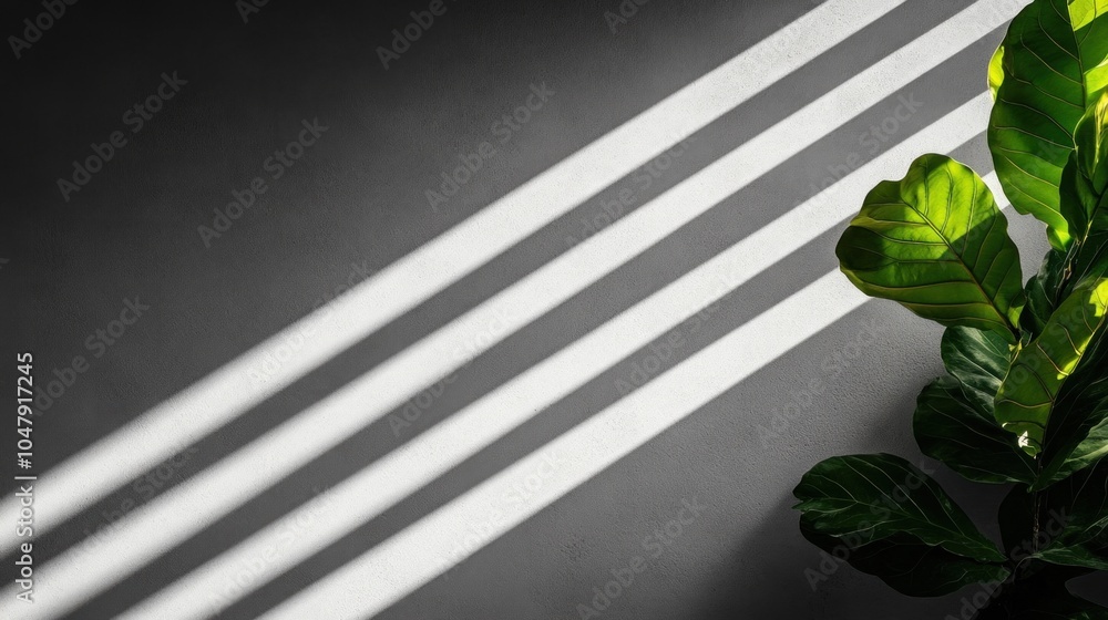 Poster morning light spills through a window, creating sharp, contrasting shadows on a textured wall while 