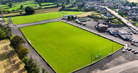Aerial view of Dunloy Cú Chulainn GAA hurling, Camogie and Football Club Dunloy Co Antrim Northern...