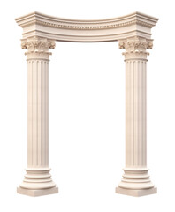 Naklejka premium Isolated Classical Greek Column in Marble Finish on White Background