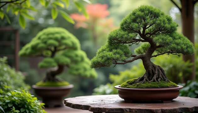 Tranquility in a pot A bonsai trees serene garden setting
