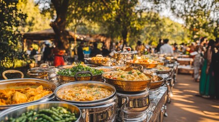 Fototapeta premium Warm Outdoor Food Festival Celebration Atmosphere