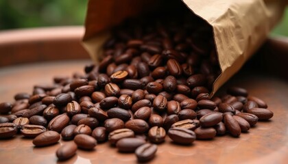 Fototapeta premium Freshly roasted coffee beans ready to brew