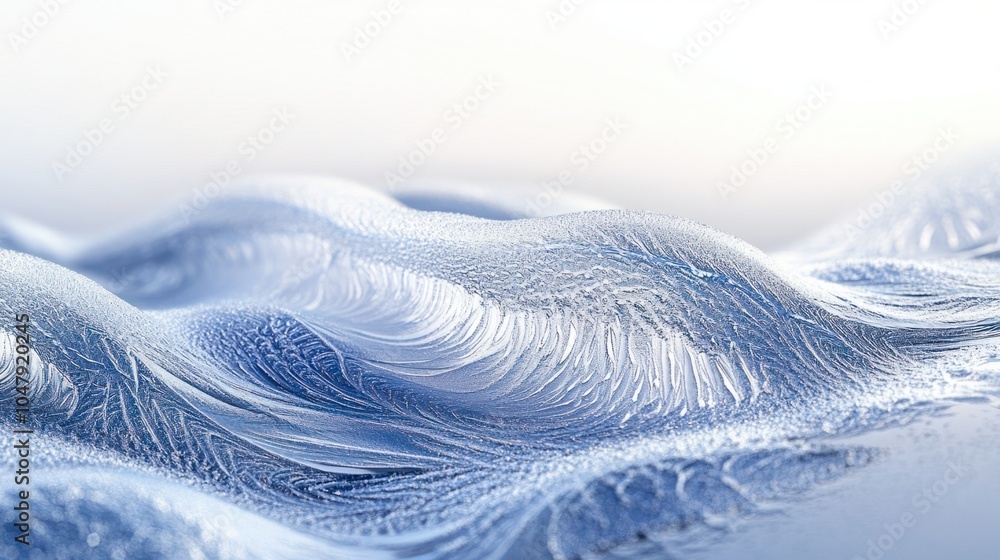 Poster abstract winter background with delicate frost patterns and shimmering light effects, isolated on wh