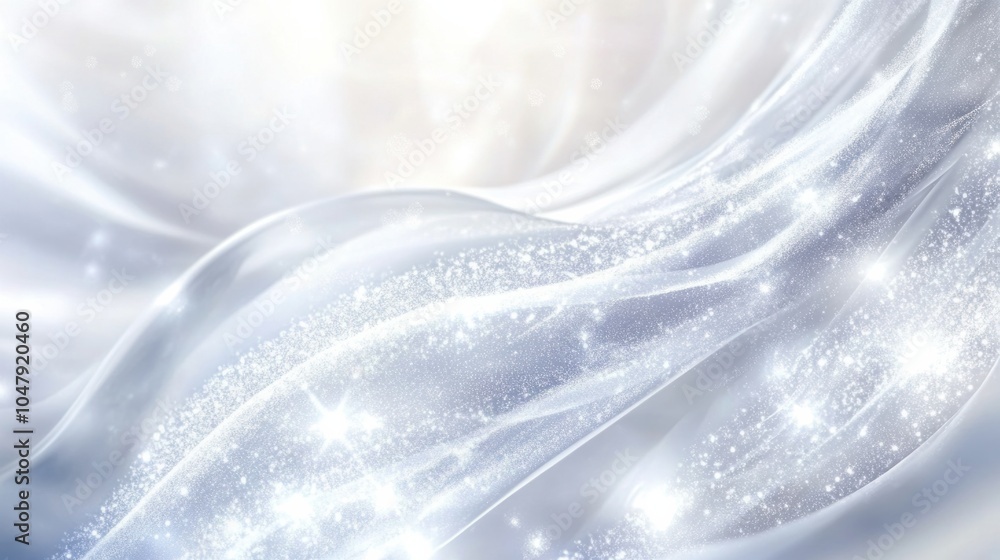Poster abstract winter background with delicate frost patterns and shimmering light effects, isolated on wh