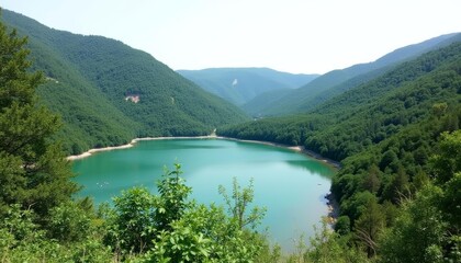  Tranquil mountain lake serene getaway