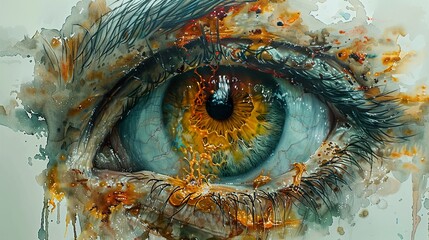 Close Up Watercolor Painting of a Human Eye