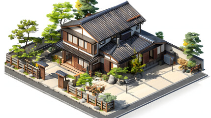 Fototapeta premium Detached House japanese design 3D 