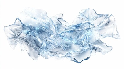 Fototapeta premium Elegant cold season abstract design with delicate ice patterns and glowing blue light, isolated on white