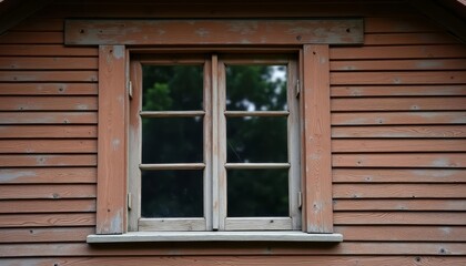 Obraz premium Peaceful cabin window with a view of nature