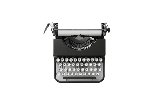 Vintage typewriter on a white isolate background, perfect for creative writing themes. isolated on transparent background.