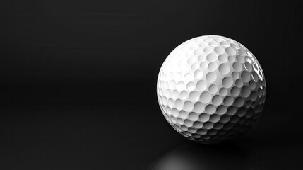 White Golf Ball on Black Background