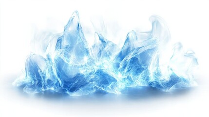 Fototapeta premium Elegant cold season abstract with glowing ice crystals and swirling blue light, isolated on white