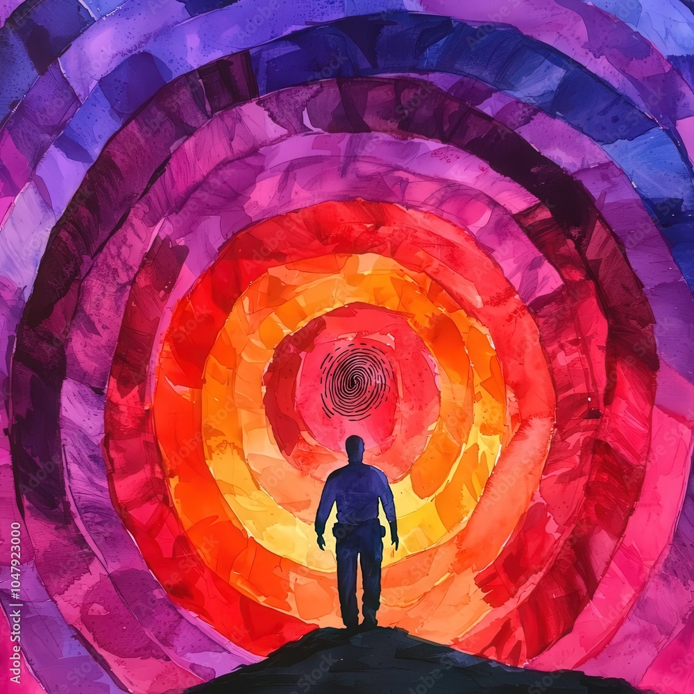 Poster journey through the colorful spiral a visual exploration of self-discovery and transformation