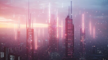 Fototapeta premium Modern Communication Antenna Technology in Urban Landscape