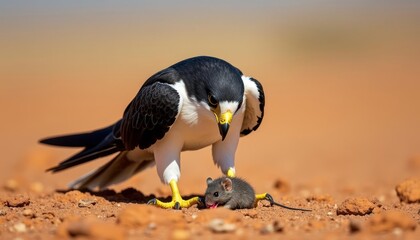 Obraz premium Predatory bird in action Hunting for prey on the ground