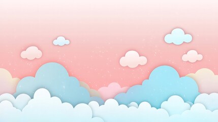 Fototapeta premium A beautiful pastel sky with clouds in paper cut style, perfect for backgrounds.