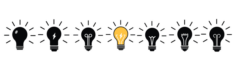 Lamp icon set. Light bulb icon vector. idea symbol, Electric lamp icon, symbol.