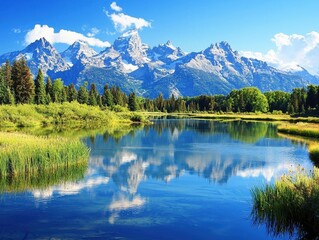 Majestic Mountain Peaks Reflecting in Crystal Water