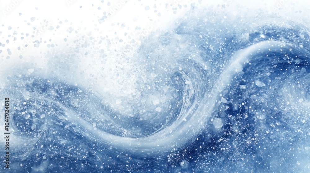 Poster frosty abstract background with swirling ice patterns and floating snow, perfect for the cold season