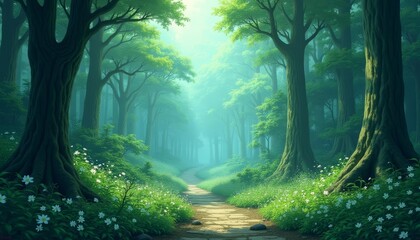 Obraz premium Enchanted Forest Path A Journey Through Natures Wonderland