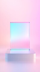 Elegant transparent display on minimalist pedestal with soft gradient background a modern aesthetic for visual presentation