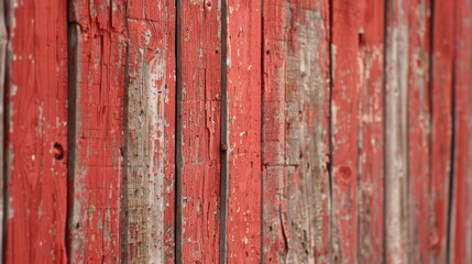 Weathered Red Wooden Planks with Peeling Paint